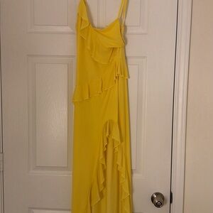 Elegant Yellow Ruffle Dress